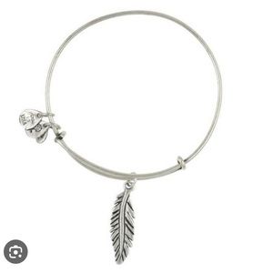 Alex and Ani Feather Charm Bangle Bracelet, Silver
